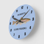 Personalisierte Forelle Gone Fischen große Uhr (Winkel)