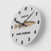 Personalisierte Forelle Gone Fischen große Uhr (Winkel)