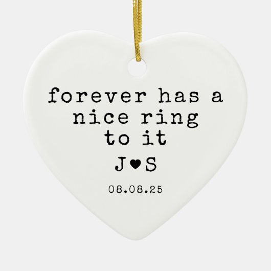 Personalisierte Forever Typografie Verlobt Keramik Ornament (Vorne)