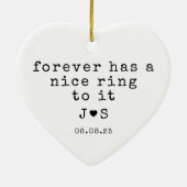 Personalisierte Forever Typografie Verlobt Keramik Ornament (Hinten)
