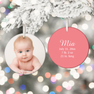 Personalisierte Foto-Baby-Geburtsanzeige Datum Keramik Ornament