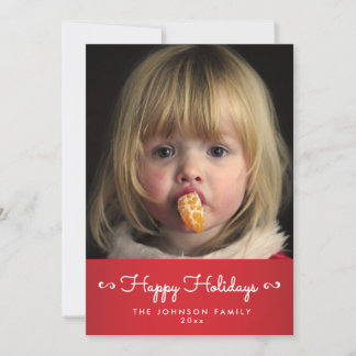 Personalisierte Foto Cards für Red Happy Holidays Feiertagskarte