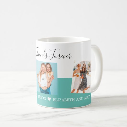 Personalisierte Foto Collage Best Friends Script-B Kaffeetasse (VorderseiteRechts)