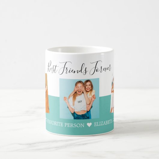 Personalisierte Foto Collage Best Friends Script-B Kaffeetasse (Mittel)