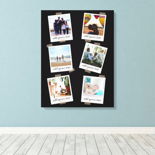 Personalisierte Foto-Collage der Familie 6 Leinwanddruck (Insitu (Holzboden))