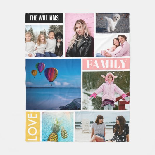 Personalisierte Foto-Collage der Familien-8 Fleecedecke (Vorderseite)