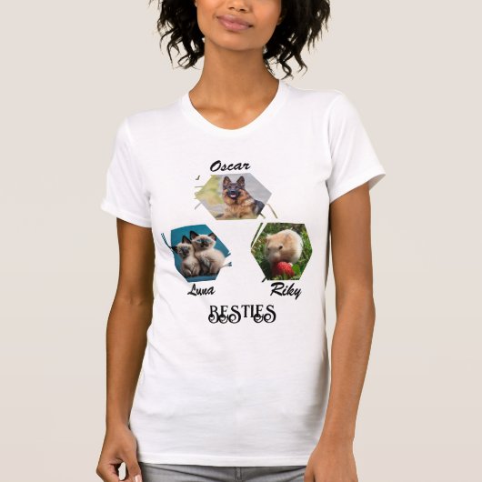 Personalisierte Foto-Collage für Haustiere T-Shirt (Vorderseite)