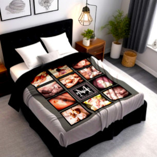 Personalisierte Foto-Collage mit Monogramm erste Fleecedecke