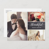 Personalisierte Foto Collage Wedding Vielen Dank Ankündigungspostkarte (Vorne/Hinten)