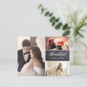 Personalisierte Foto Collage Wedding Vielen Dank Ankündigungspostkarte (Stehend Vorderseite)