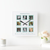 Personalisierte Foto-Collagen-Wand-Uhr: Grün Quadratische Wanduhr (Zuhause)
