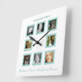 Personalisierte Foto-Collagen-Wand-Uhr: Grün Quadratische Wanduhr (Winkel)
