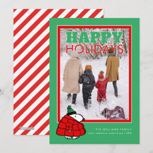 Personalisierte Foto-Festtags-Snoopy-Pufferjacke Feiertagskarte