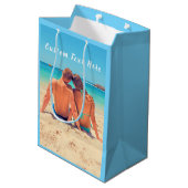 Personalisierte Foto-Geschenktafeln mit benutzerde Mittlere Geschenktüte (Rückseite Schrägansicht)