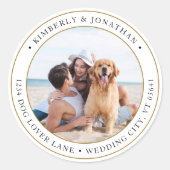 Personalisierte Foto Gold Wedding Rücksendeadresse Runder Aufkleber (Vorderseite)