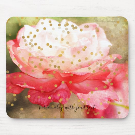Personalisierte Foto-Goldconfetti-Überlagerung Mousepad (Vorne)