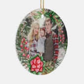 Personalisierte Foto-Grün-Poinsettia-Verzierung Keramik Ornament (Rechts)