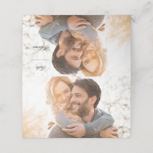 Personalisierte Foto-Hochzeit Platzkarte (Außenseite Aufgefaltet)