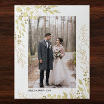 Personalisierte Foto-Hochzeit Puzzle<br><div class="desc">Dieses charmante Puzzle mit dem Kopfbedeckung der Hochzeit ist mit Eukalyptus,  Blattwerk und Beeren in Gold dekoriert. Einfach mit Ihrem Foto und Namen anpassbar. Weil wir unsere eigenen Kunstwerke erstellen,  werden Sie dieses exakte Bild von anderen Designern nicht finden. Original Wasserfarbe © Michele Davies.</div>