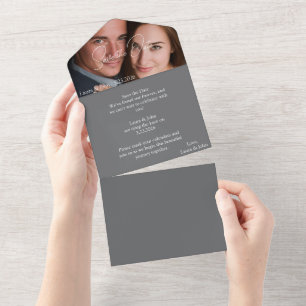Personalisierte Foto-Hochzeitskarte mit individuel All In One Einladung