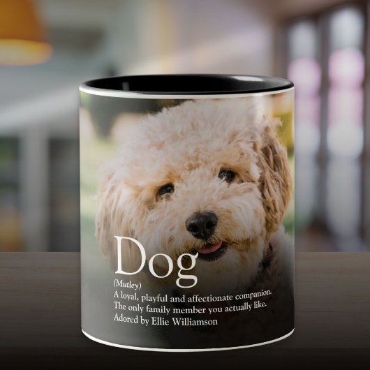 Personalisierte Foto-Hunddefinition Zweifarbige Tasse
