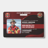 Personalisierte Foto-ID des Feuerwehrmitarbeiters Ausweis (Front)