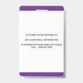 Personalisierte Foto-ID des lila Dienstes Ausweis (Rückseite)