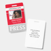 Personalisierte Foto ID Reporter Pressepass ID Rot Ausweis (Vorder- & Rückseite)