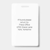 Personalisierte Foto ID Reporter Pressepass ID Rot Ausweis (Rückseite)