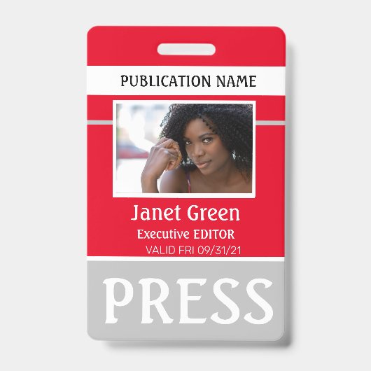 Personalisierte Foto ID Reporter Pressepass ID Rot Ausweis (Vorderseite)