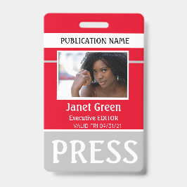 Personalisierte Foto ID Reporter Pressepass ID Rot Ausweis