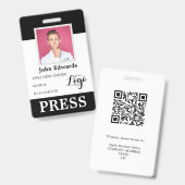 Personalisierte Foto-ID und Logo-Pressepass Ausweis (Vorder- & Rückseite)