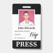 Personalisierte Foto-ID und Logo-Pressepass Ausweis (Vorderseite)