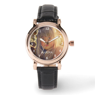 Personalisierte Foto-Kinder-Familien-Namenuhr Armbanduhr