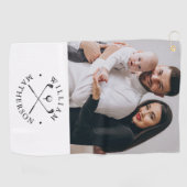 Personalisierte Foto Name Clubs und Ball Golfhandtuch (Horizontal)