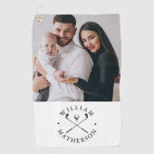 Personalisierte Foto Name Clubs und Ball Golfhandtuch (Vorderseite)