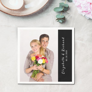 Personalisierte Foto-Name-Vorlage für Paare Serviette