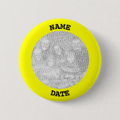 Personalisierte Foto-Rahmen in Schwarz und Gelb Button (Vorderseite)