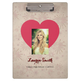 Personalisierte Foto-Schrift-Herz-Klemmbrett Klemmbrett