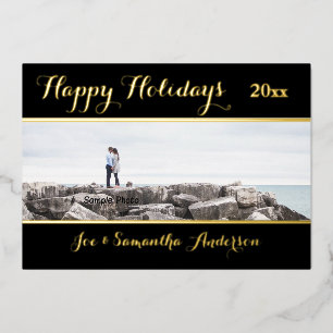 Personalisierte Foto Schwarzer Fohlen Ferienkarte Folien Feiertagskarte