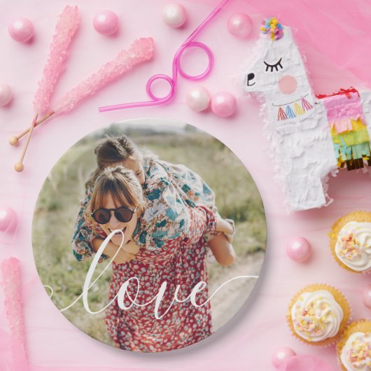 Personalisierte Foto Script-Liebe Pappteller (Party)