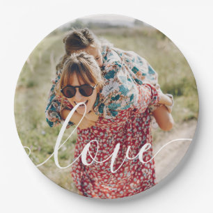 Personalisierte Foto Script-Liebe Pappteller