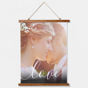 Personalisierte Foto Script-Liebe Wandteppich Mit Holzrahmen