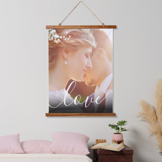 Personalisierte Foto Script-Liebe Wandteppich Mit Holzrahmen (Schlafzimmer)