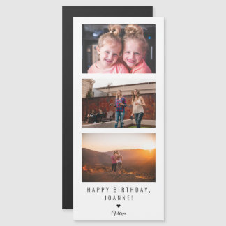 personalisierte Foto-Strip-Meldung "Geburtstag glü Magnetkarte