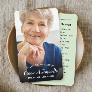 Personalisierte Foto-Trauer-Gedenkkarte Visitenkarte