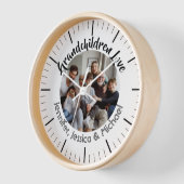 Personalisierte Foto-Typografie Grandkindnamen Uhr (Winkel)