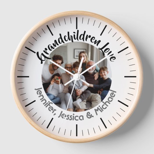 Personalisierte Foto-Typografie Grandkindnamen Uhr (Vorderseite)
