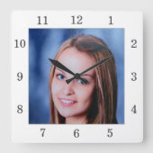 Personalisierte Foto-Uhr für benutzerdefinierte Se Quadratische Wanduhr (Vorderseite)