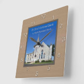 Personalisierte FOTO-UHR mit zwei Text-Kästen Quadratische Wanduhr (Winkel)